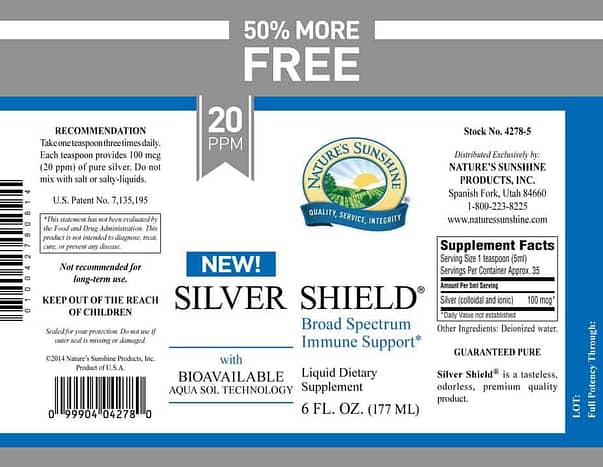 Silver Shield Aqua Sol Technology (Colloidal Silver) - 20 ppm